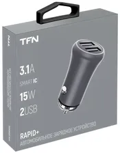 TFN Автомобильное зарядное устройство TFN Rapid+ 2xUSB 3.1A 15W, Grey зарядное устройство