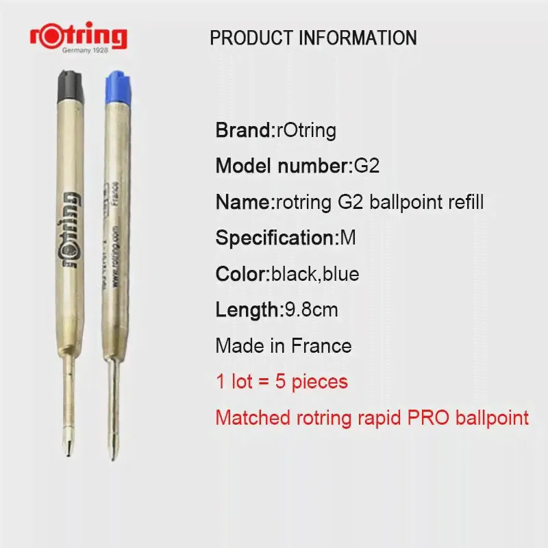 Шариковая ручка Rotring G2 с синимичерными чернилами (подходит для шариковой ручки Rapid Pro) 5 шт.лот (art.: 3920b87b65263)