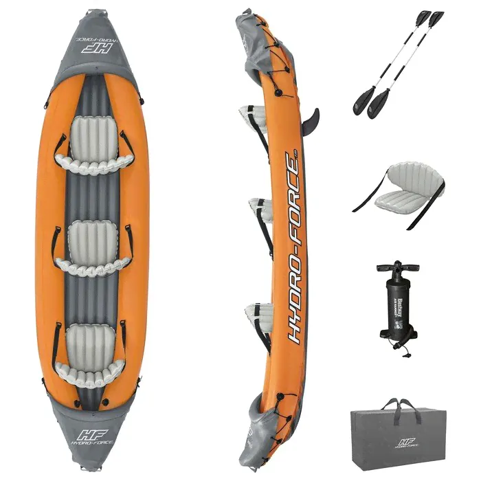 Байдарка Rapid X3 Kayak 3-местная, 381 х 100 см, комплект: вёсла, насос, плавники, сумка, 65132 Bestway-0